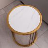 Sintered stone round side/end table with golden stainless steel frame - Golden