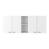 Austin 2 Piece Kitchen Set, Upper Wall Cabinet + Kitchen Island , White /Walnut - White /Onyx