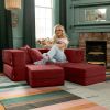 Jaxx Zipline Convertible Sleeper Loveseat & Ottomans, Textured Microvelvet - Berry Red - Berry Red - Microvelvet