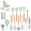 33pcs Set Wooden Handle Silicone Kitchen Utensils 33 Pieces Set Silicone Spoon Shovel Kitchen Gadgets Set Silicone Kitchen Utensils - Purple