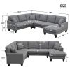 108*85.5" Modern U Shape Sectional Sofa, 7 Seat Fabric Sectional Sofa Set with 3 Pillows Included for Living Room, Apartment, Office,3 Colors  - Dark