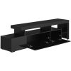 Modern Style 16-colored LED Lights TV Cabinet, UV High Gloss Surface Entertainment Center with DVD Shelf, Up to 70 inch TV - Black