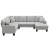 108*85.5" Modern U Shape Sectional Sofa, 7 Seat Fabric Sectional Sofa Set with 3 Pillows Included for Living Room, Apartment, Office,3 Colors  - Light