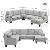 108*85.5" Modern U Shape Sectional Sofa, 7 Seat Fabric Sectional Sofa Set with 3 Pillows Included for Living Room, Apartment, Office,3 Colors  - Light