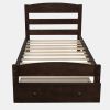 Platform Twin Bed Frame with Storage Drawer and Wood Slat Support No Box Spring Needed - Espresso