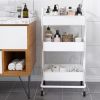 Rolling Cart with Wheels Bath Cart Organizer Cart Rolling Metal Tissue Cart Handle - White - White