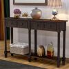 Console Table Sofa Table Easy Assembly with Two Storage Drawers and Bottom Shelf for Living Room, Entryway - Espresso