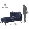 65" Mid-Century Modern Fabric Corner Lounge Chair, Upholstered Indoor Chaise Lounge for Bedroom,Office,Small Living Room & Apartment  - Blue