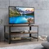 3-Tier Industrial Entertainment TV Stand with Metal Mesh Shelf - Rustic Brown + Black