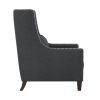 1pc Traditional Accent Chair with Pillow Nailhead Trim Dark Gray Polyester Upholstered Solid Wood Furniture Modern Living Room Chair - as Pic