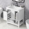 30" Bathroom Vanity with Sink Top, Bathroom Vanity Cabinet with Two Doors and One Drawer, MDF Boards, Solid Wood, One Package - White