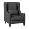 1pc Traditional Accent Chair with Pillow Nailhead Trim Dark Gray Polyester Upholstered Solid Wood Furniture Modern Living Room Chair - as Pic