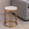 Sintered stone round side/end table with golden stainless steel frame - Golden