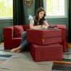 Jaxx Zipline Convertible Sleeper Loveseat & Ottomans, Textured Microvelvet - Berry Red - Berry Red - Microvelvet