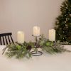 Northlight 26" Triple Candle Holder with Frosted Foliage and Pine Cones Christmas Decor - Northlight