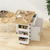 Multi-Functional Kitchen Island Cart with 2 Door Cabinet and Two Drawers,Spice Rack, Towel Holder, Wine Rack, and Foldable Rubberwood Table Top - Whit