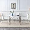 5-piece Dining Table Chairs Set, Rectangular Dining Room Table Set for 4, Faux Marble Modern Dining Table and Faux Leather Chairs for Kitchen Dining R