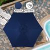 7.5ft Patio Outdoor Table Market Yard Umbrella with Push Button Tilt/Crank, 6 Sturdy Ribs for Garden, Deck, Backyard, Pool, Dark Blue - as Pic