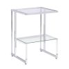 Silver Chrome Side Table, 2-Tier Acrylic Glass End Table for Living Room&Bedroom - Chrome