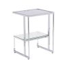 Silver Chrome Side Table, 2-Tier Acrylic Glass End Table for Living Room&Bedroom - Chrome