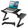 Foldable Laptop Table Bed Notebook Desk with Mouse Board Aluminum Alloy Breakfast Snacking Tray for Home Office Travel Use - Black