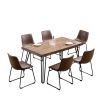 Aryven Industrial 7-Piece Dining Set, Antique Brown - as Pic