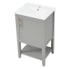 20" Bathroom Vanity with Sink, Bathroom Cabinet with Soft Closing Door, Storage Rack and Open Shelf - Grey