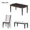 6-Piece Kitchen Dining Table Set, 62.7" Rectangular Table and 4 High-Back Tufted Chairs & 1 Bench for Dining Room and Kitchen (Espresso) - Espresso -