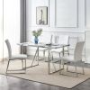 5-piece Dining Table Chairs Set, Rectangular Dining Room Table Set for 4, Faux Marble Modern Dining Table and Faux Leather Chairs for Kitchen Dining R