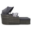 79.9" Outdoor Sunbed with Adjustable Canopy;  Double lounge;  PE Rattan Daybed - Gray