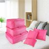 9Pcs Clothes Storage Bags Water-Resistant Travel Luggage Organizer Clothing Packing Cubes - Hot Pink