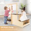 Kids Art Center Wooden Table Bench Set - Brown