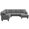 108*85.5" Modern U Shape Sectional Sofa, 7 Seat Fabric Sectional Sofa Set with 3 Pillows Included for Living Room, Apartment, Office,3 Colors  - Dark