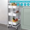 Rolling Cart with Wheels Bath Cart Organizer Cart Rolling Metal Tissue Cart Handle - White - White