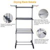 Clothes Drying Rack Rolling Collapsible Laundry Dryer Hanger Stand Rail Shelve Wardrobe Clothing Drying Racks - Black