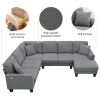 108*85.5" Modern U Shape Sectional Sofa, 7 Seat Fabric Sectional Sofa Set with 3 Pillows Included for Living Room, Apartment, Office,3 Colors  - Dark