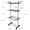 Clothes Drying Rack Rolling Collapsible Laundry Dryer Hanger Stand Rail Shelve Wardrobe Clothing Drying Racks - Black