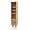 4 Tiers Rattan Storage Cabinet with Slim Design - Natural