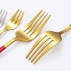 24pcs/Set Stainless Steel Cutlery; Portuguese Cutlery Spoon; Western Cutlery Set - Gold + Pink