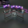 51 Inch L-Shaped Gaming Desk Computer Corner Desk PC Gaming Desk Table - Black