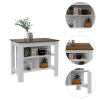 Austin 2 Piece Kitchen Set, Upper Wall Cabinet + Kitchen Island , White /Walnut - White /Walnut