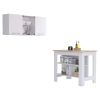 Norfolk 2 Piece Kitchen Set, Kitchen Island + Upper Wall Cabinet , White /Walnut - White /Light Oak