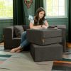 Jaxx Zipline Convertible Sleeper Loveseat & Ottomans, Textured Microvelvet - Charcoal - Charcoal - Microvelvet