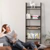 WTZ Bookshelf, Ladder Shelf, 5 Tier Bamboo Bookcase, Modern Open Book Case for Bedroom, Living Room, Office, BC-238 Black - as picture