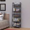 WTZ Bookshelf, Ladder Shelf, 5 Tier Bamboo Bookcase, Modern Open Book Case for Bedroom, Living Room, Office, BC-238 Black - as picture