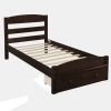 Platform Twin Bed Frame with Storage Drawer and Wood Slat Support No Box Spring Needed - Espresso