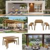 3 Pieces Acacia Wood Table Bench Dining Set For Outdoor & Indoor Furniture With 2 Benches, Picnic Beer Table for Patio, Porch, Garden, Poolside - Acac