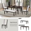 6-Piece Kitchen Dining Table Set, 62.7" Rectangular Table and 4 High-Back Tufted Chairs & 1 Bench for Dining Room and Kitchen (Espresso) - Espresso -