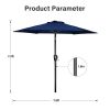 7.5ft Patio Outdoor Table Market Yard Umbrella with Push Button Tilt/Crank, 6 Sturdy Ribs for Garden, Deck, Backyard, Pool, Dark Blue - as Pic