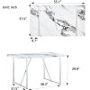 Modern Dining Table, 55 inch Faux Marble Kitchen Table for 4 People, Rectangular Dinner Table for Dining Room, Home Office, Living Room Furniture, Eas